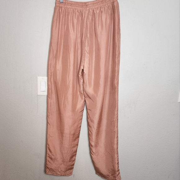 100% silk blush pink pants lined size small stretch waist - Picture 8 of 16